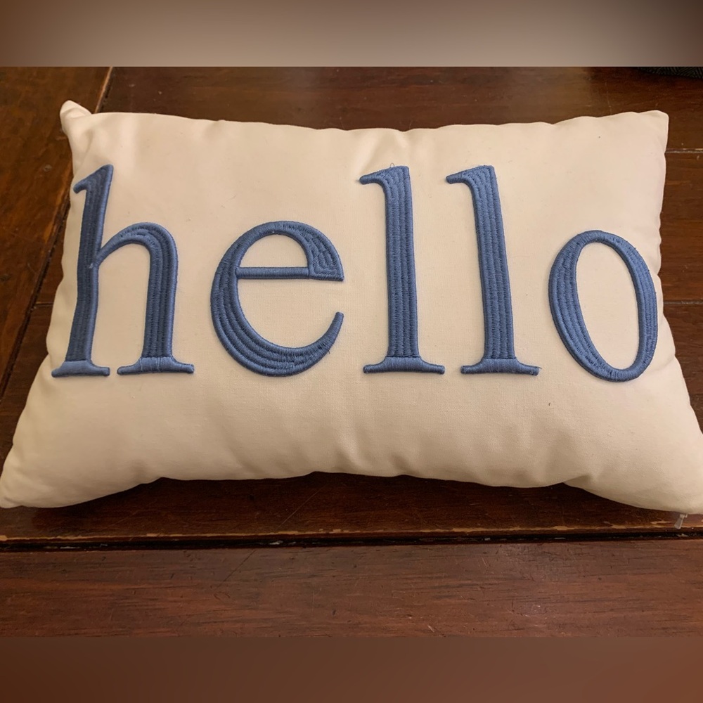 Macy's Cream and Blue Accent Pillow